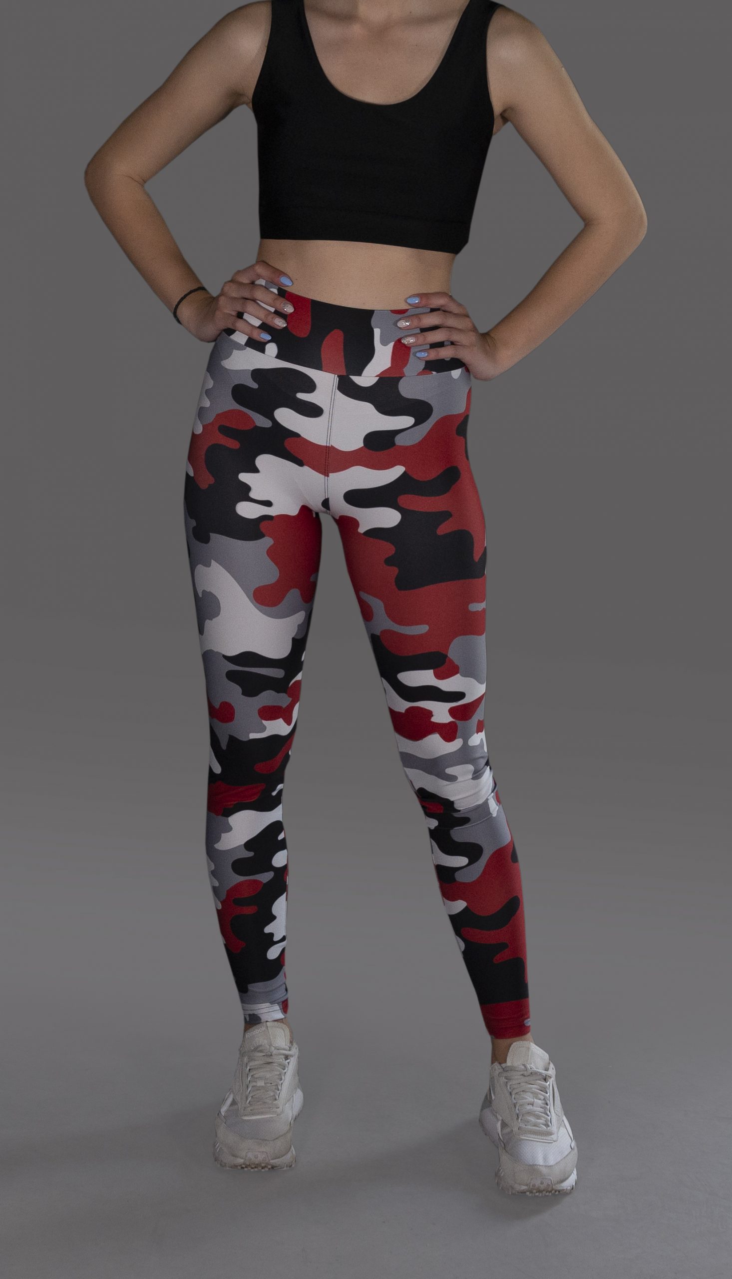 Gray and Red Camo Leggings With Pockets, Camo Leggings, Pocket Leggings,  Fitness Gift, Camo Gift 