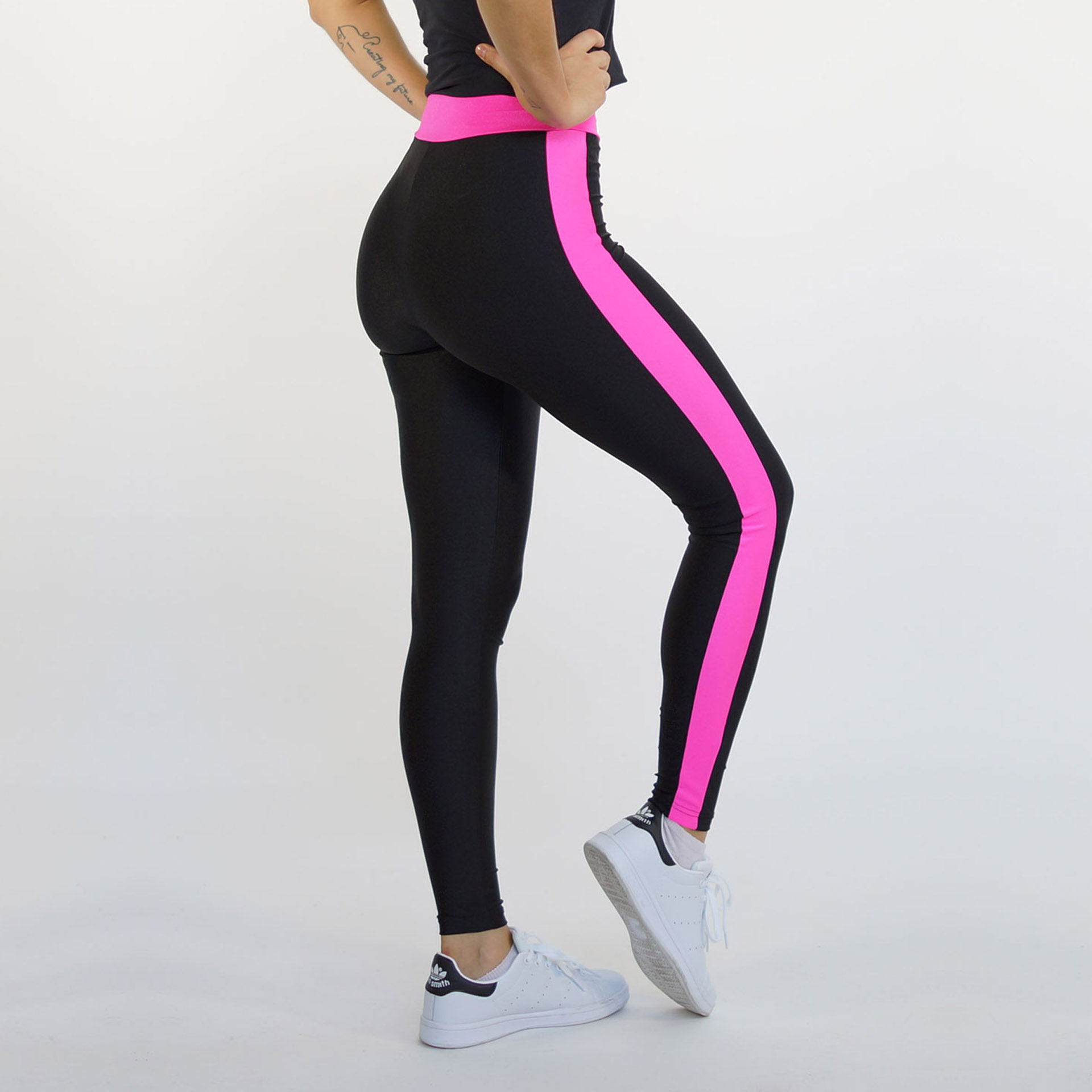 Athletic Wear for Women: Tall Black Pink Stripe Athletic Pant