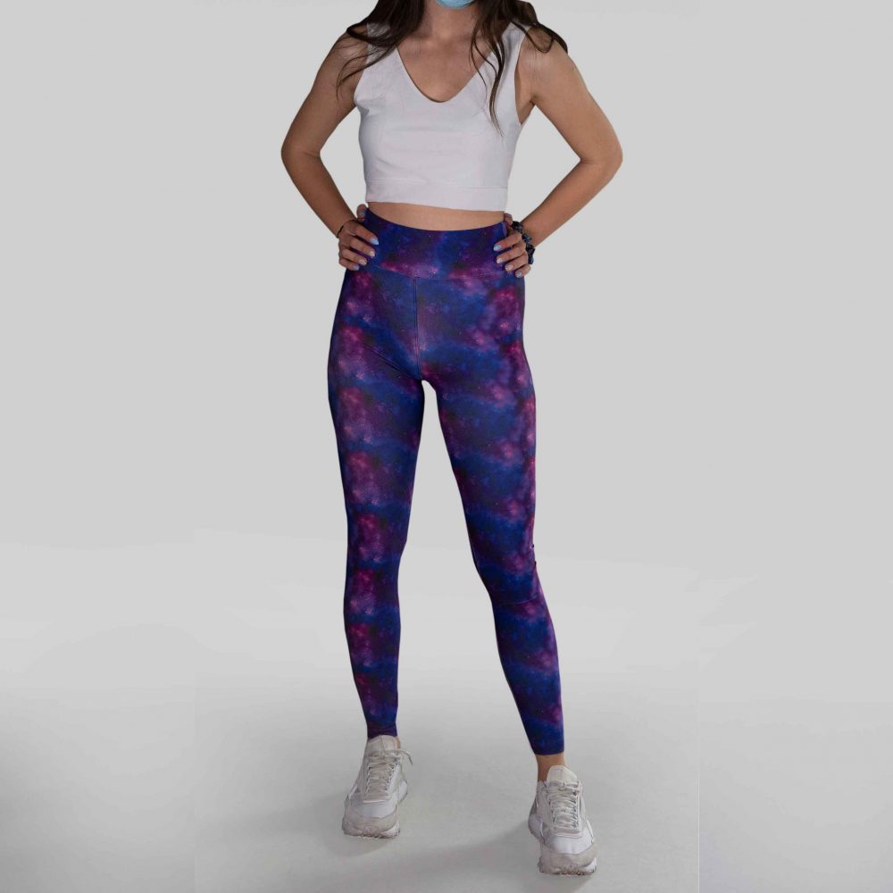 Ultraviolet Lucy Purple Glitter Print Chic Leggings Yoga Pants